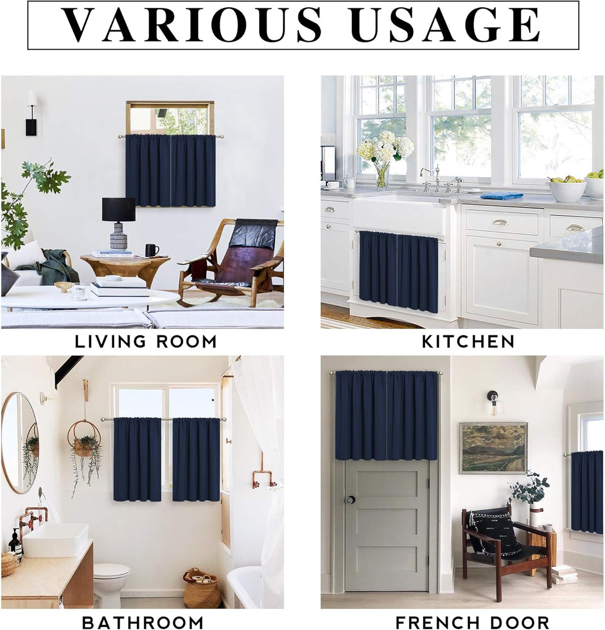 RYB HOME Blackout Curtains for Kitchen, Over Sink Privacy Curtains Window Decor, Thermal Insulating