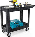 DWVO Utility Cart, 1000 lbs Capacity, 2 Shelf Heavy Duty Plastic Service Utility Cart on Wheels