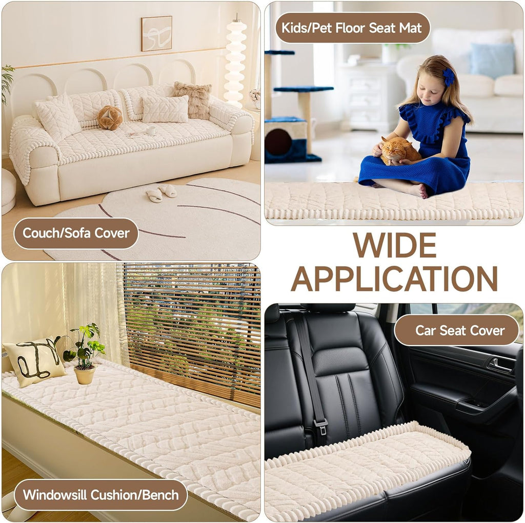OTOB Plush Couch Cover for Dogs Washable, Non Slip Fuzzy Soft Armrest Backrest Sofa Slipcovers
