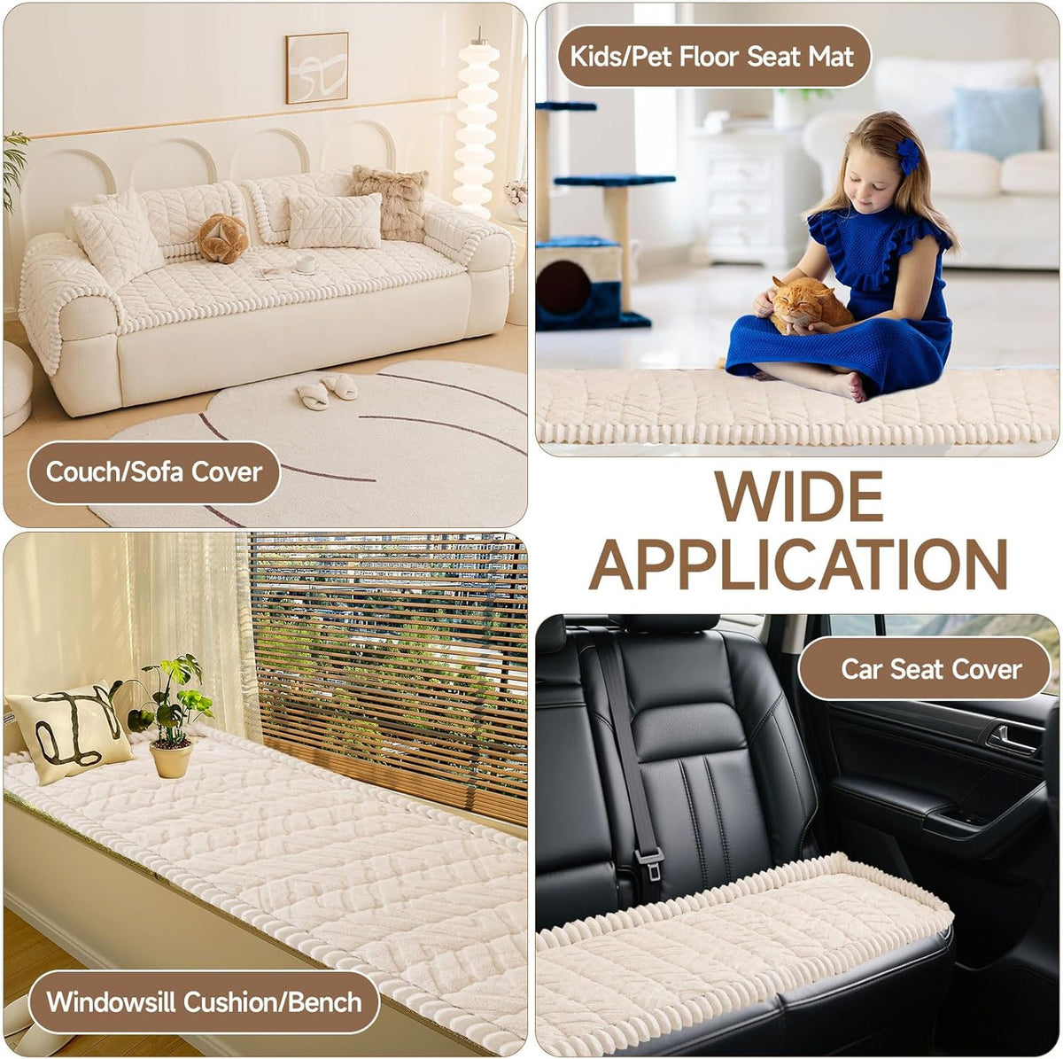 OTOB Plush Couch Cover for Dogs Washable, Non Slip Fuzzy Soft Armrest Backrest Sofa Slipcovers