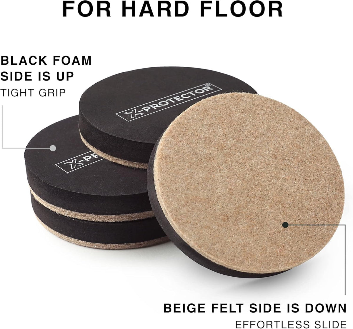 Felt Furniture Sliders Hardwood Floors X-PROTECTOR – 8 PCS 4 3/4 inch Furniture Sliders – Heavy