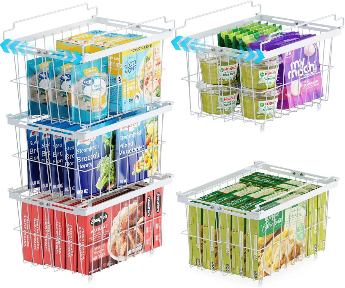 iSPECLE Freezer Organizer Bins - 5 Pack Adjustable & Extra Large Chest Freezer Organizer Bins for 5