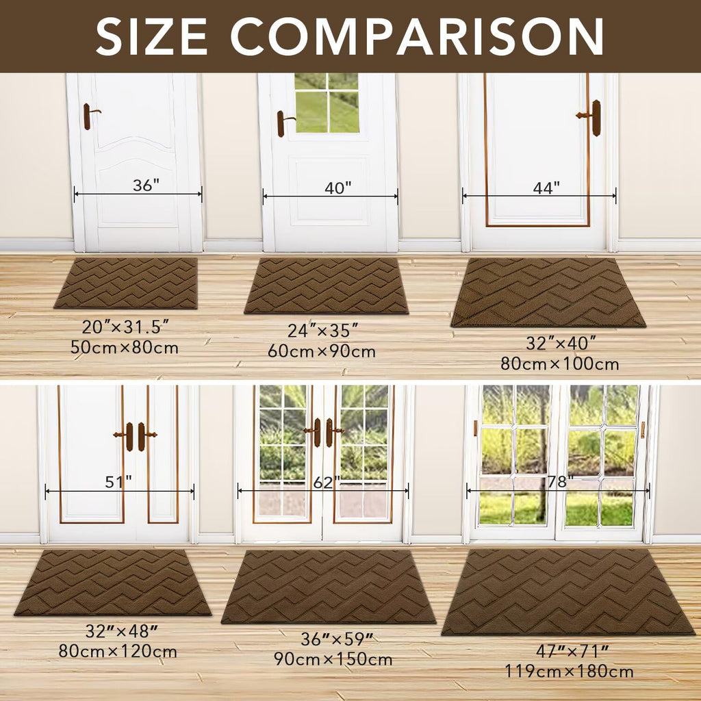 hicorfe Front Door Mat Outside Entrance,24"x35" Absorbent Muddy Dirt Resist Welcome Door Mats