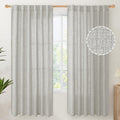 YoungsTex Light Grey Linen Semi Sheer Curtains for Living Room 2 Panels, Textured Light Filtering
