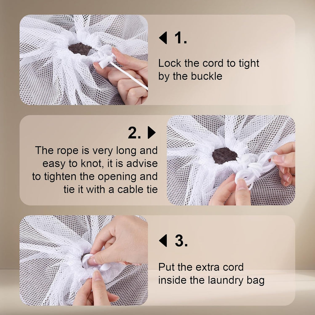 10-Pack Mesh Laundry Bags, 24 × 36 Inch Heavy-Duty Drawstring Mesh Bag Set (5 Black & 5 White)