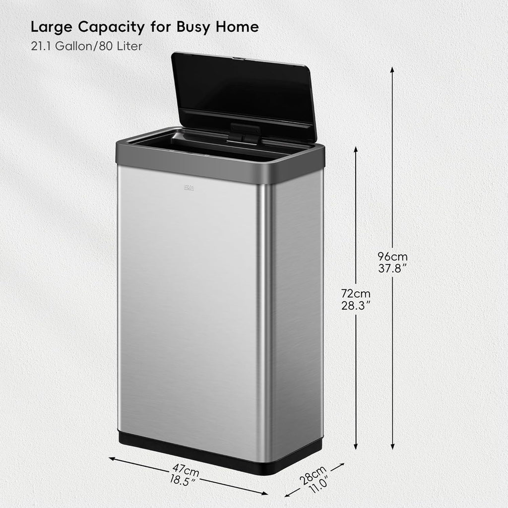 EKO Mirage X 80 Liter / 21.1 Gallons Motion Sensor Trash Can, Automatic Large Kitchen Trash Can