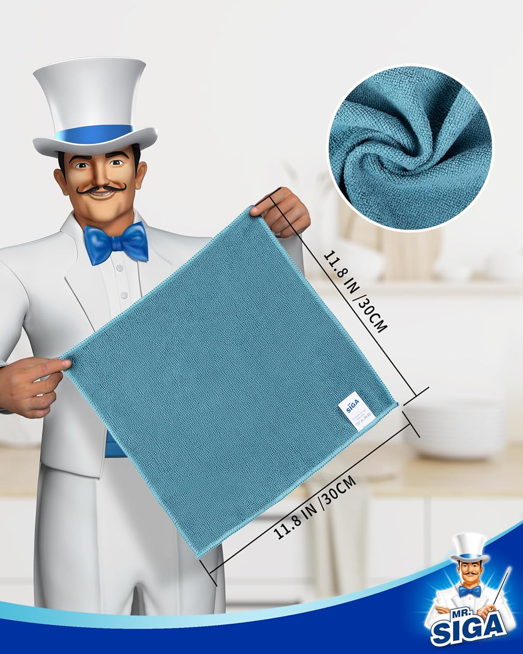 MR.SIGA Microfiber Cleaning Cloth, All-Purpose Microfiber Towels, Streak Free Cleaning Rags, Pack