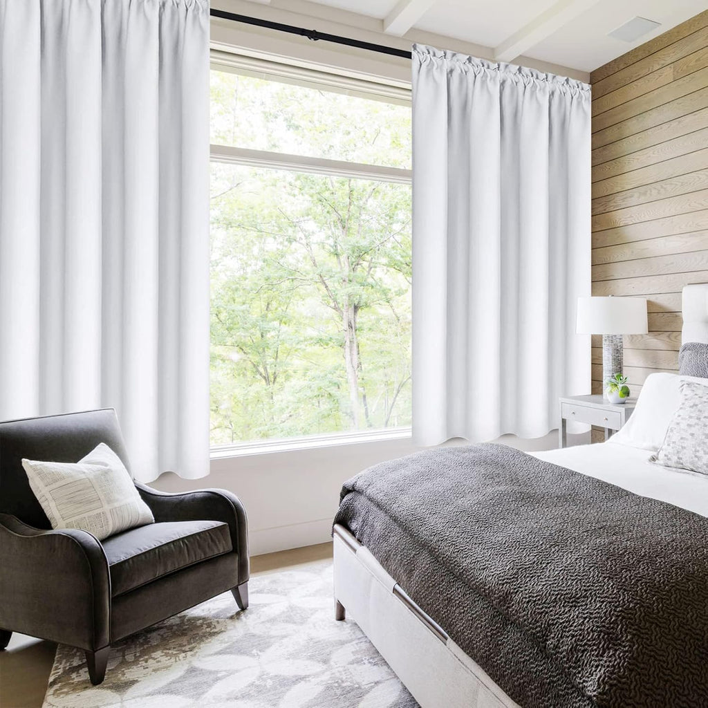 DWCN Greyish White Blackout Curtains for Bedroom – Rod Pocket Thermal Insulated Energy Saving