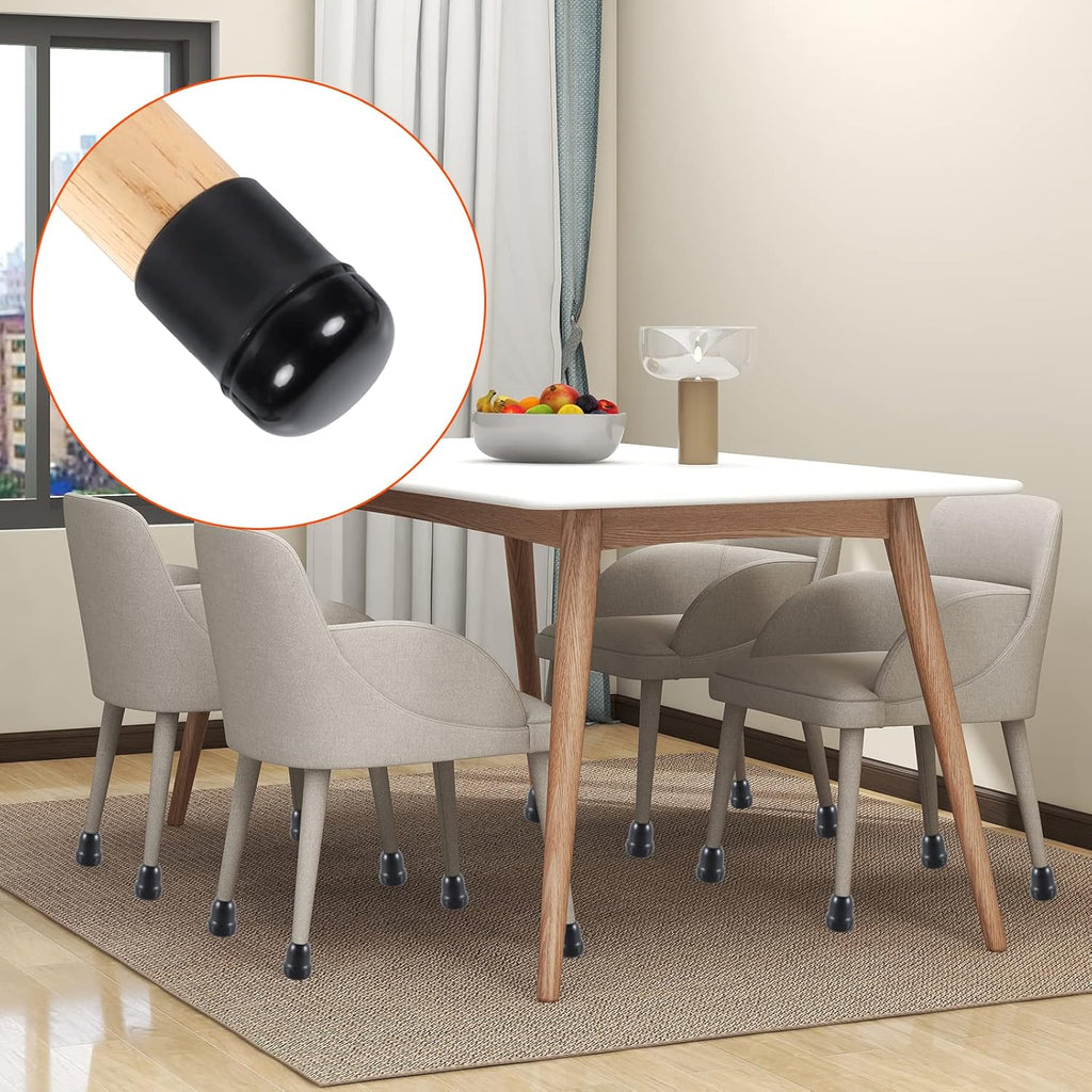 Ezprotekt 24 Pcs Extra Small Chair Leg Sliders for Carpet, Black Round Teflon Furniture Pads for