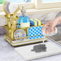 HapiRm Sink Caddy Sponge Holder - Kitchen Sink Organizer with Instant Drying Stone and Brush