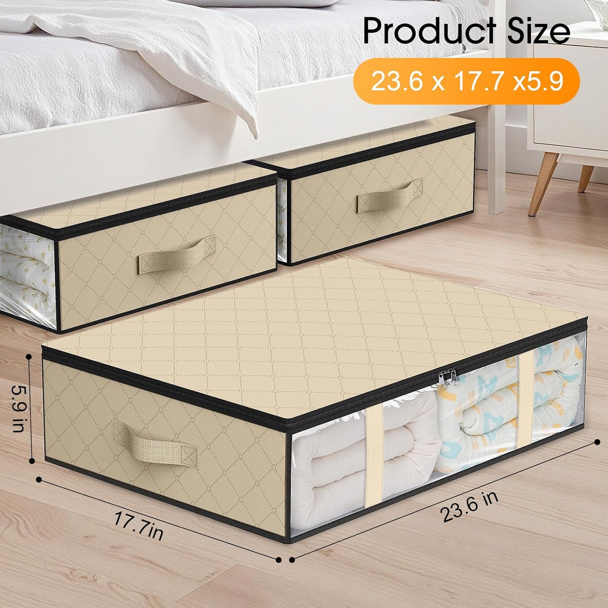 StorageRight Under Bed Storage Bins,10-Pack 40L Foldable Fabric Storage Bags with Transparent