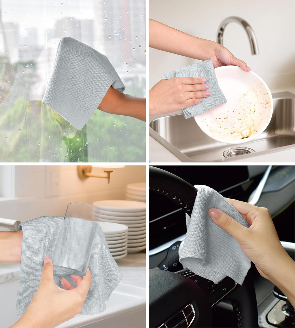 Roll of Microfiber Cleaning Cloth –100 Pack, Tear Away Microfiber Towels, Reusable, Washable