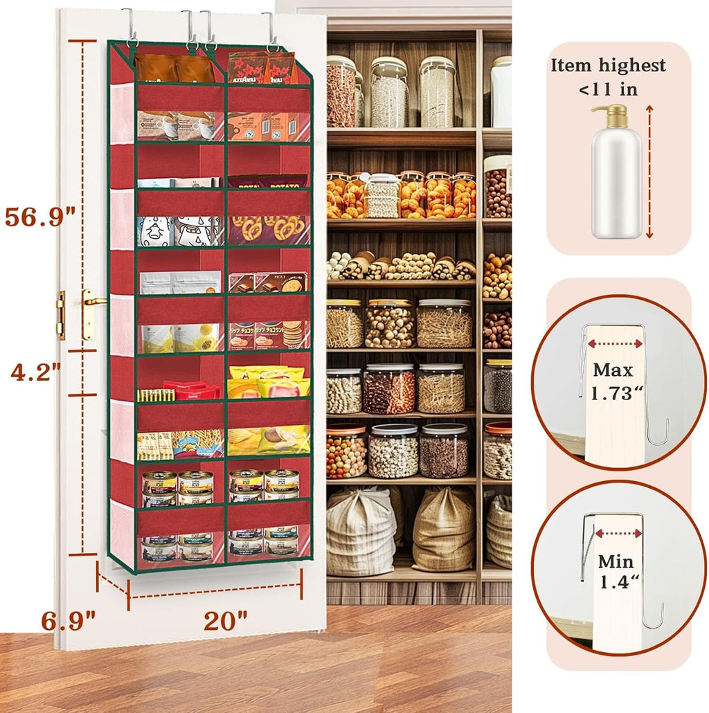 Over The Door Organizer 5 Tiers, Extra Large Behind Door Storage of 10 Compartments, 80 lbs Weight