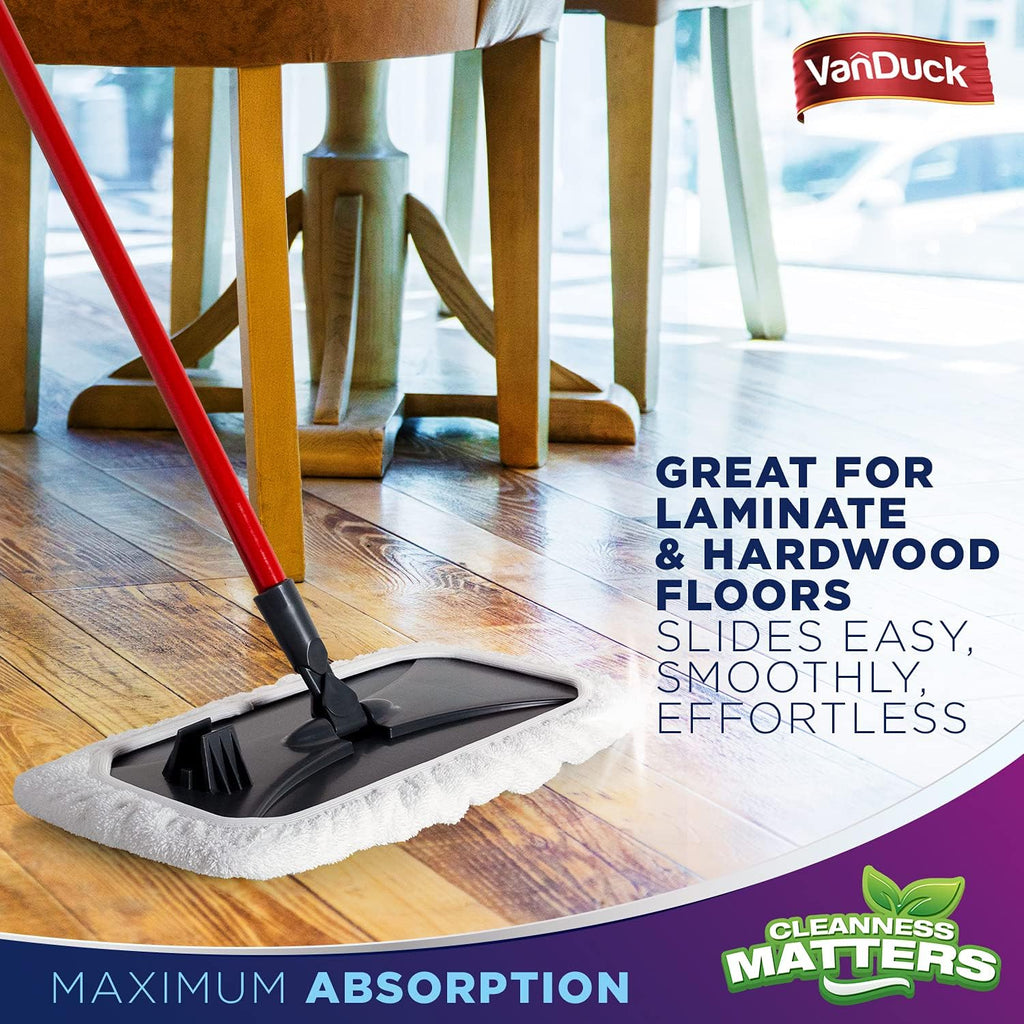 VanDuck 100% Cotton Terry Mop Pads 15x8 Inches 3-Pack, Terry Cloth Mop Covers (Handle is Not