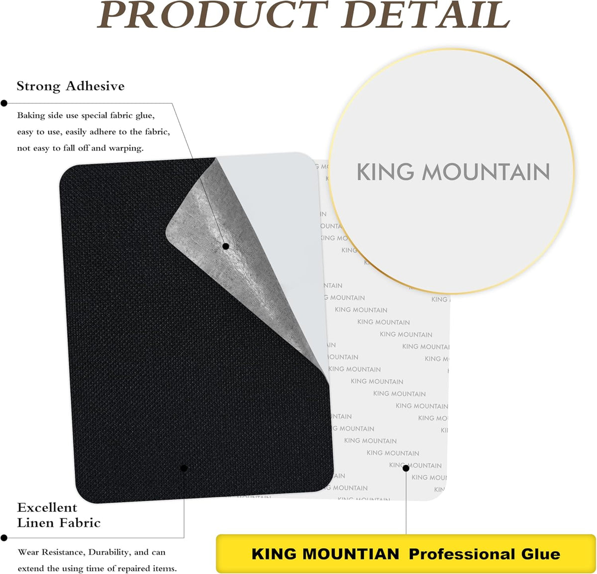 KING MOUNTAIN Coarse Linen Repair Patches, Self-Adhesive Linen Fabric Patches, 8X11 inch Extra