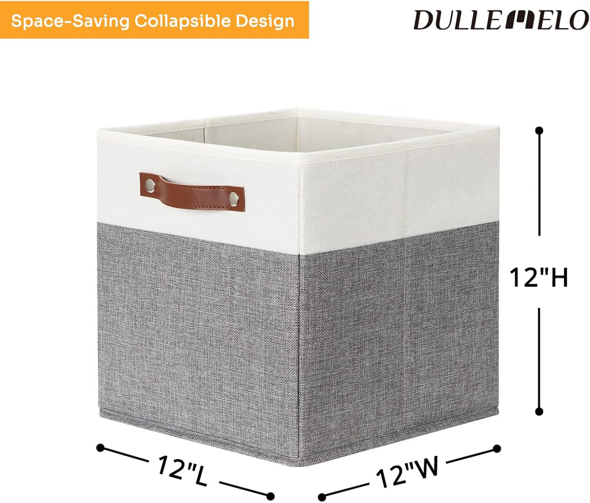 DULLEMELO Storage Cubes 12 inch, Collapsible Sturdy Cube Storage Bins With Handles for