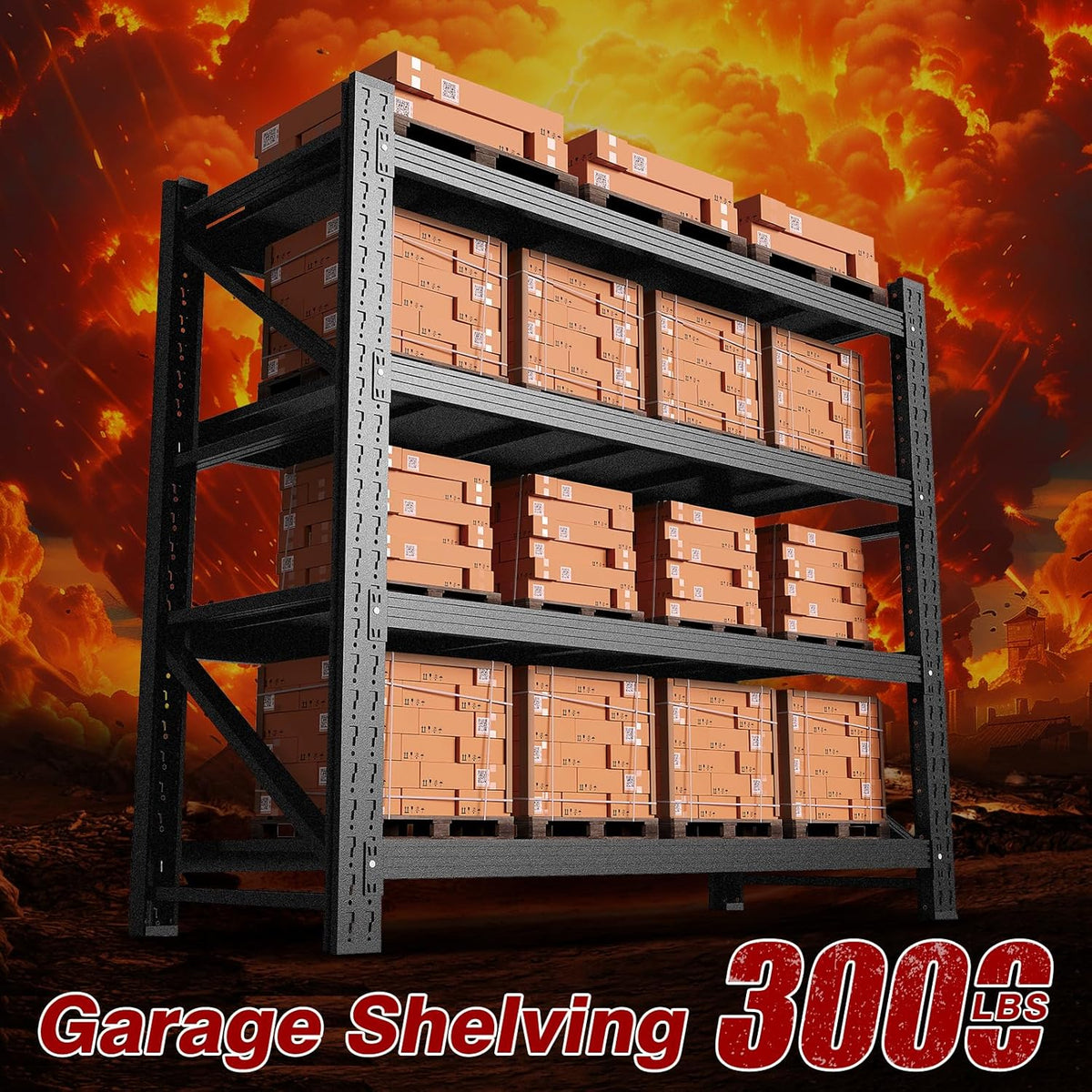 3000LBS Metal Steel Storage Shelves - 48" W Black 4 Tier Heavy Duty Rack Commercial Industrial