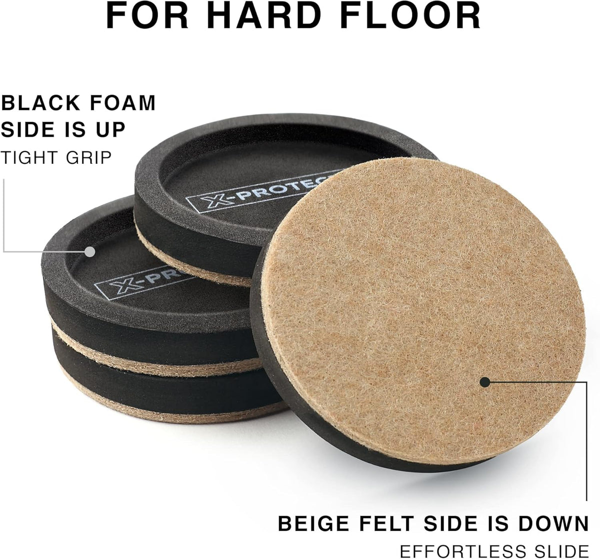 Felt Furniture Sliders for Hardwood Floors X-PROTECTOR 8 PCS 4 3/4” - Furniture Slider with Unique