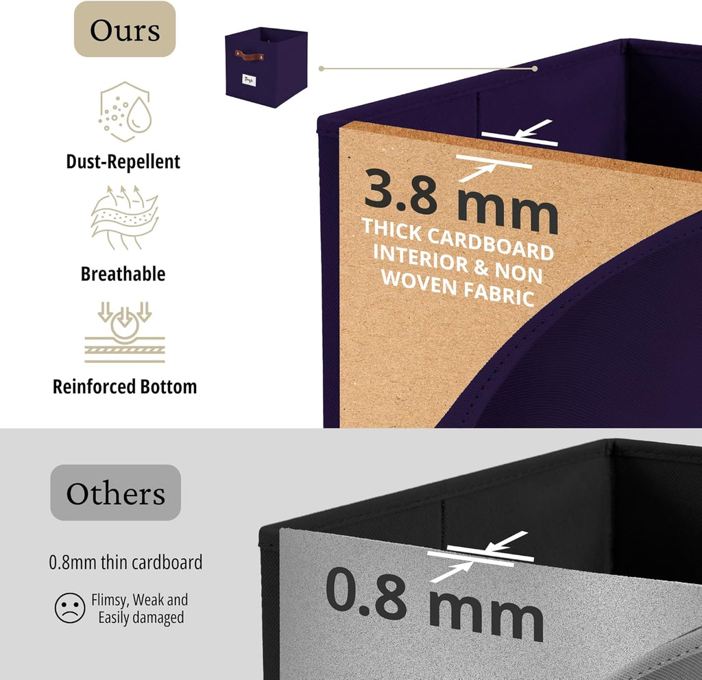 DECOMOMO Storage Baskets, 13x15x13 Storage Cube Bins with Labels for Organizing Shelves Kallax