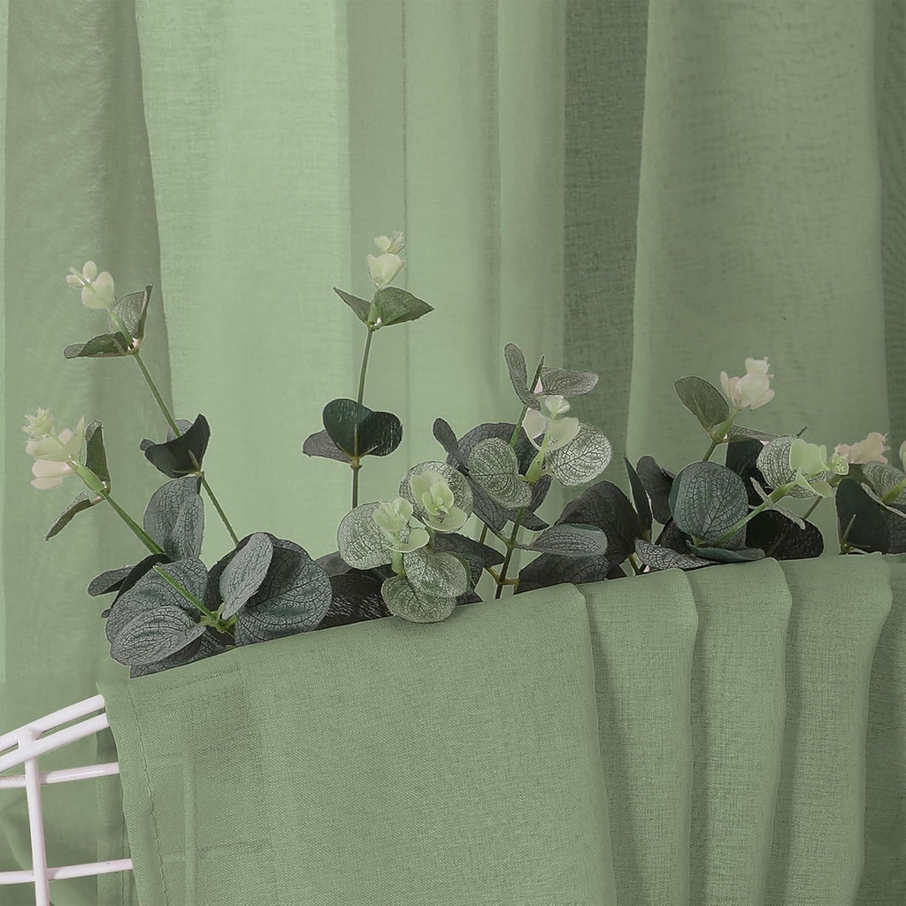 Tollpiz Sheer Tier Curtains Kitchen Linen Textured Half Curtain Sheers Light Filtering Rod Pocket