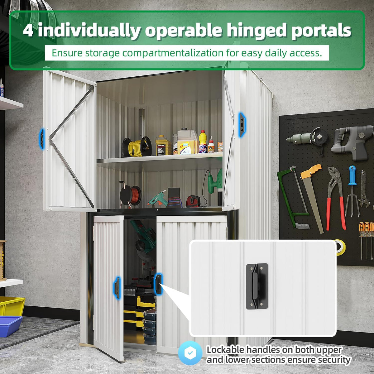 AECOJOY Outdoor Storage Cabinet, Outdoor Cabinets Waterproof with Shelves, Large Lockable Storage