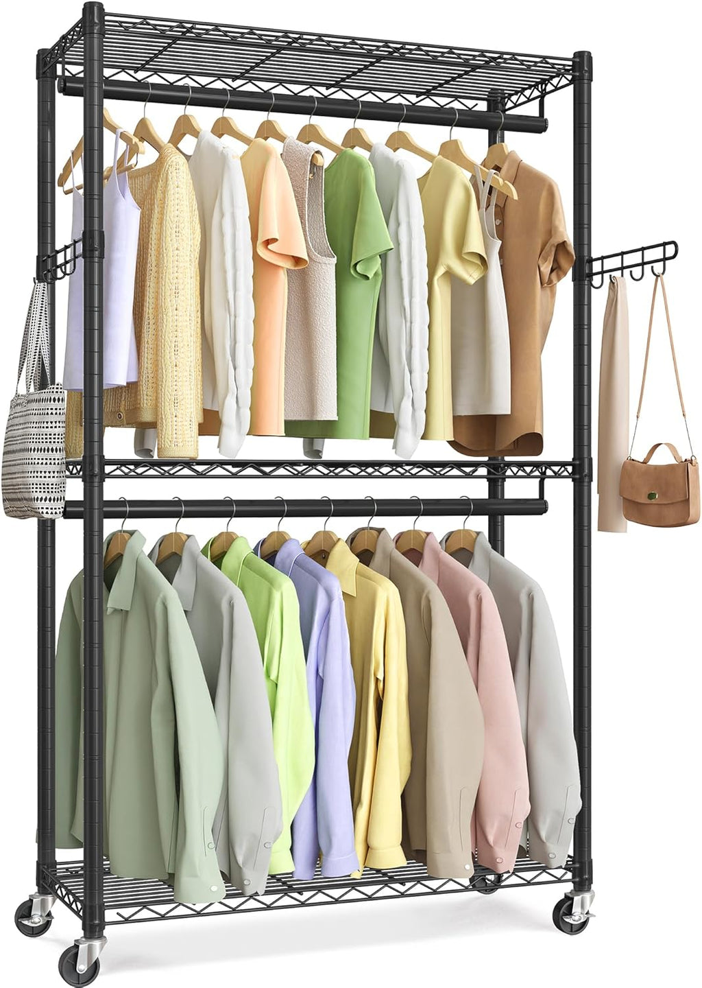 SONGMICS Heavy-Duty Rolling Clothes Rack, Garment Rack, Portable Closet, 35.4-Inch Wide Clothing