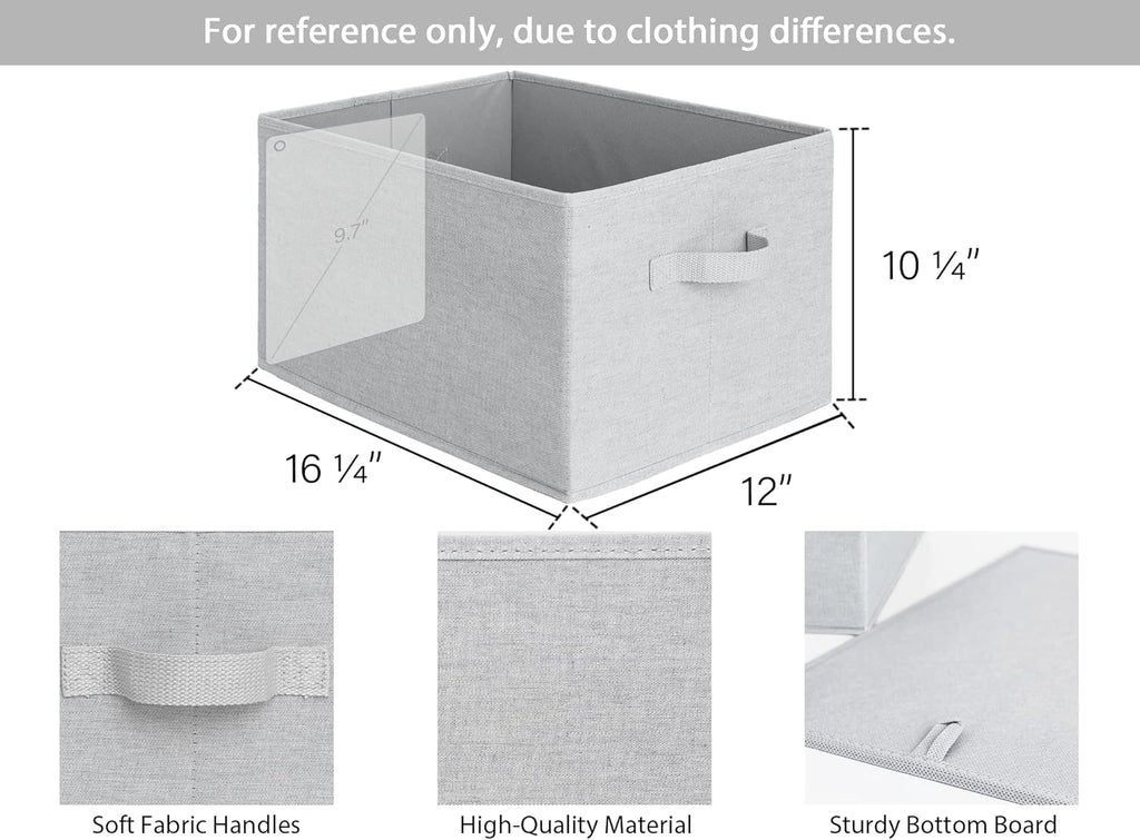 StorageWorks Storage Baskets for Shelves, Foldable Fabric Closet Storage Bins with Handles, Fabric