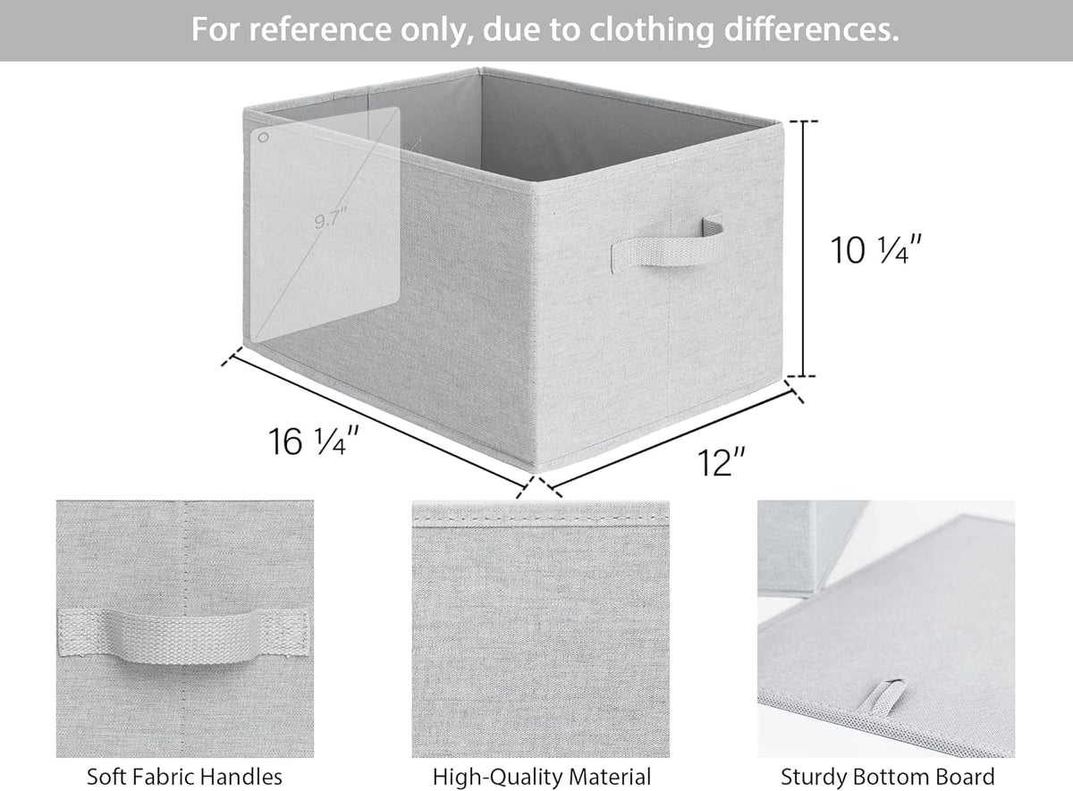 StorageWorks Storage Baskets for Shelves, Foldable Fabric Closet Storage Bins with Handles, Fabric