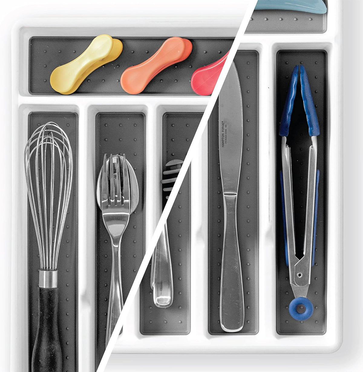 BINO | 5-Slot Silverware Organizer | Small - White Cutlery Tray Organizer | Silverware Storage for