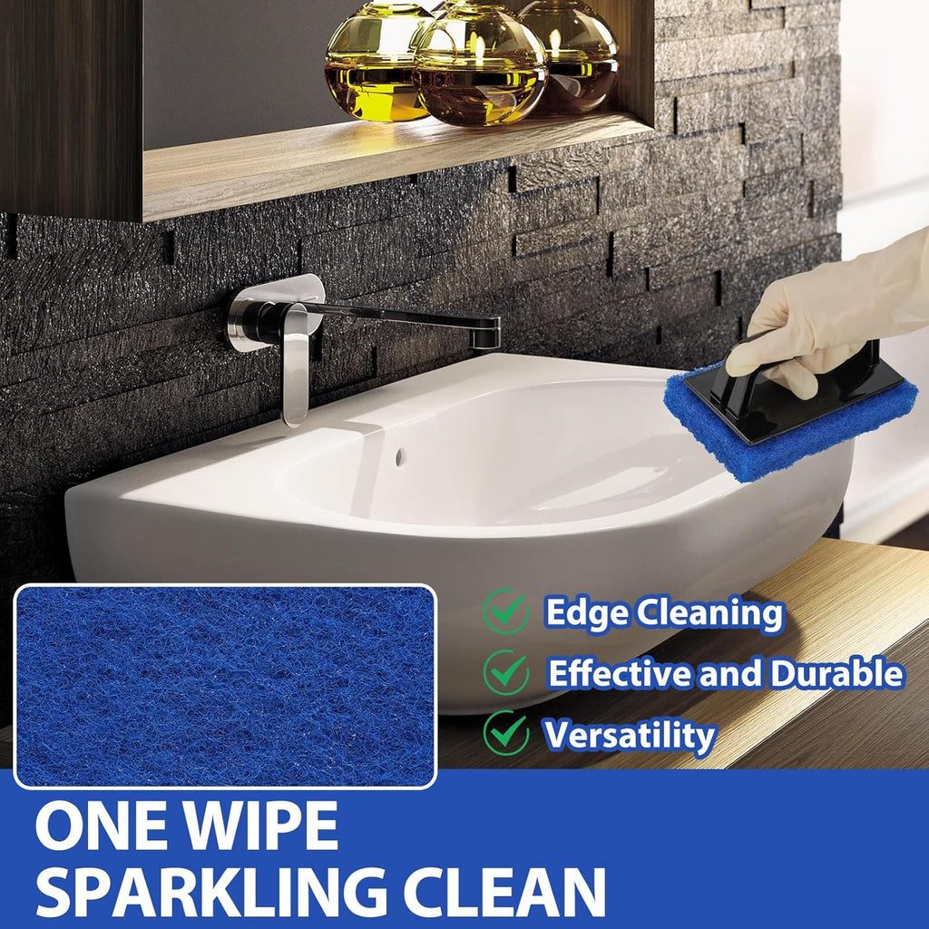 Skylarlife Scouring Pad Brush Cleaning Scrub with Handle Abrasive Pad for Grout Tile Shower and