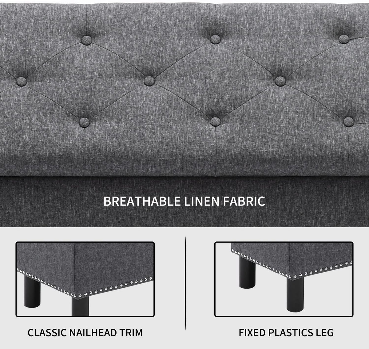 Furnimart 42.5 Inch Storage Ottoman Bench, Flip Top End of Bed Storage Bench, Upholstered Blanket