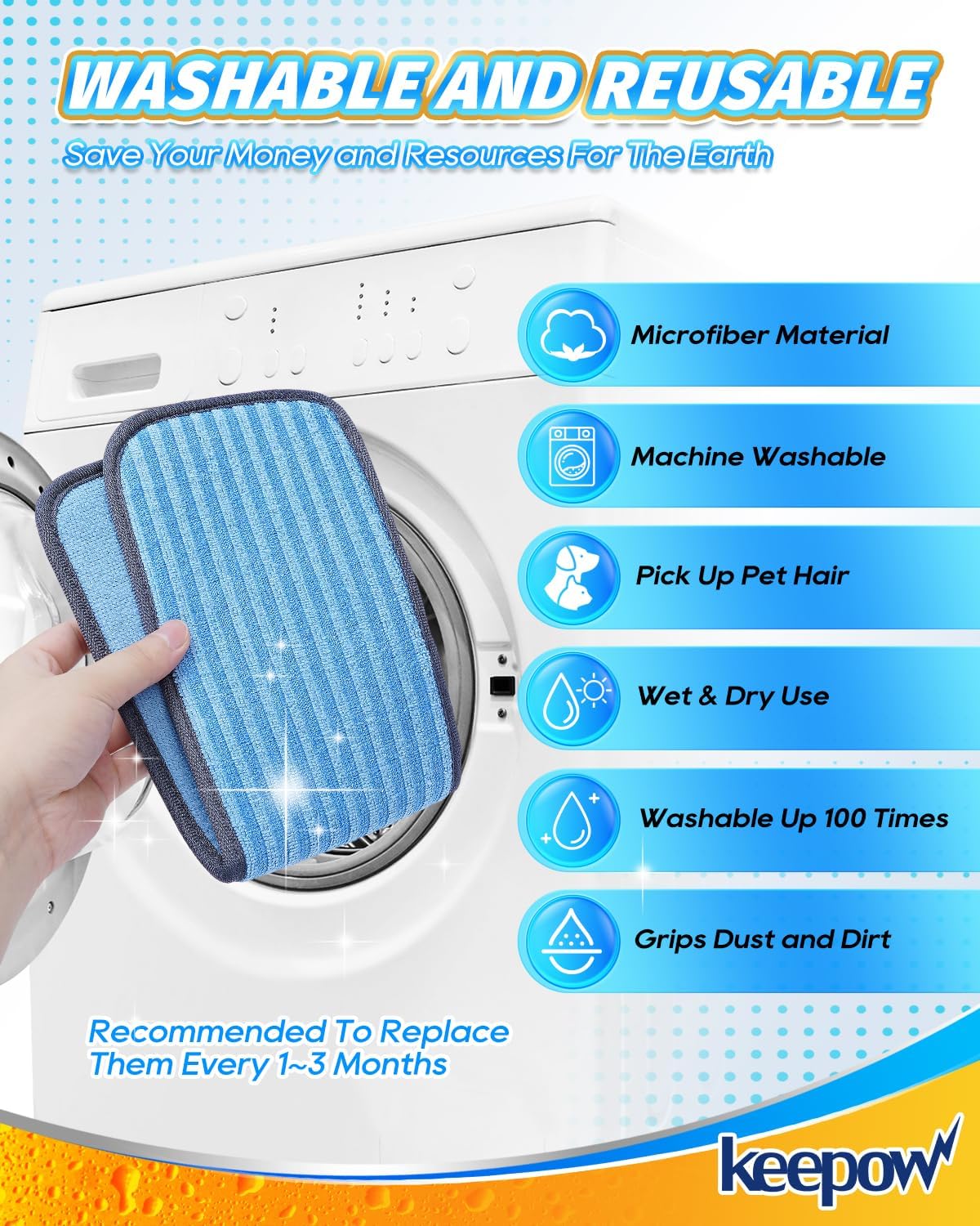 KEEPOW Steamer Microfiber Pad Compatible with Wagner 905e, 915e and 925e, Reusable Microfiber