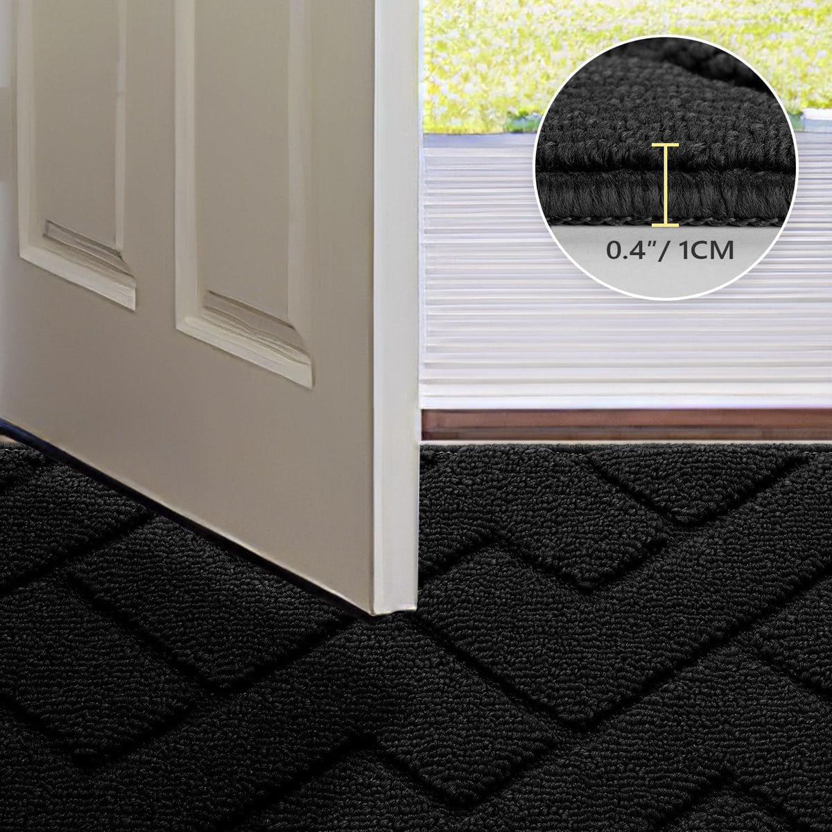 hicorfe Front Door Mat Outside Entrance,36"x59" Absorbent Muddy Dirt Resist Welcome Door Mats