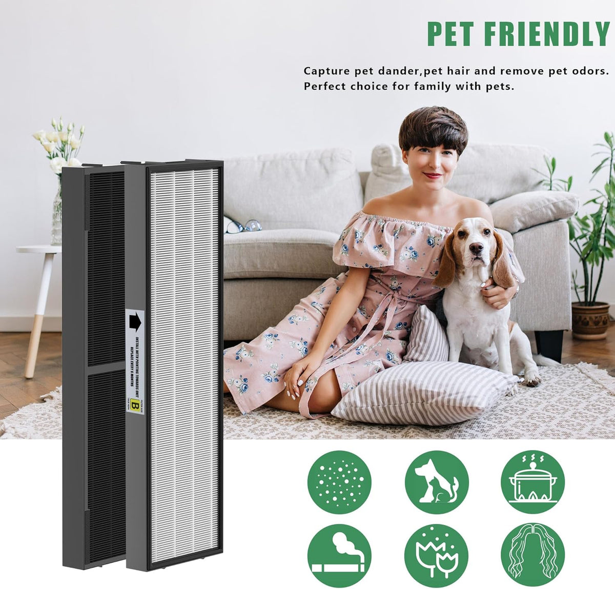 4 Packs FLT4825SM Smoke Clean True HEPA Filter B Compatible with AC4825 AC4825E AC4825W AC4300