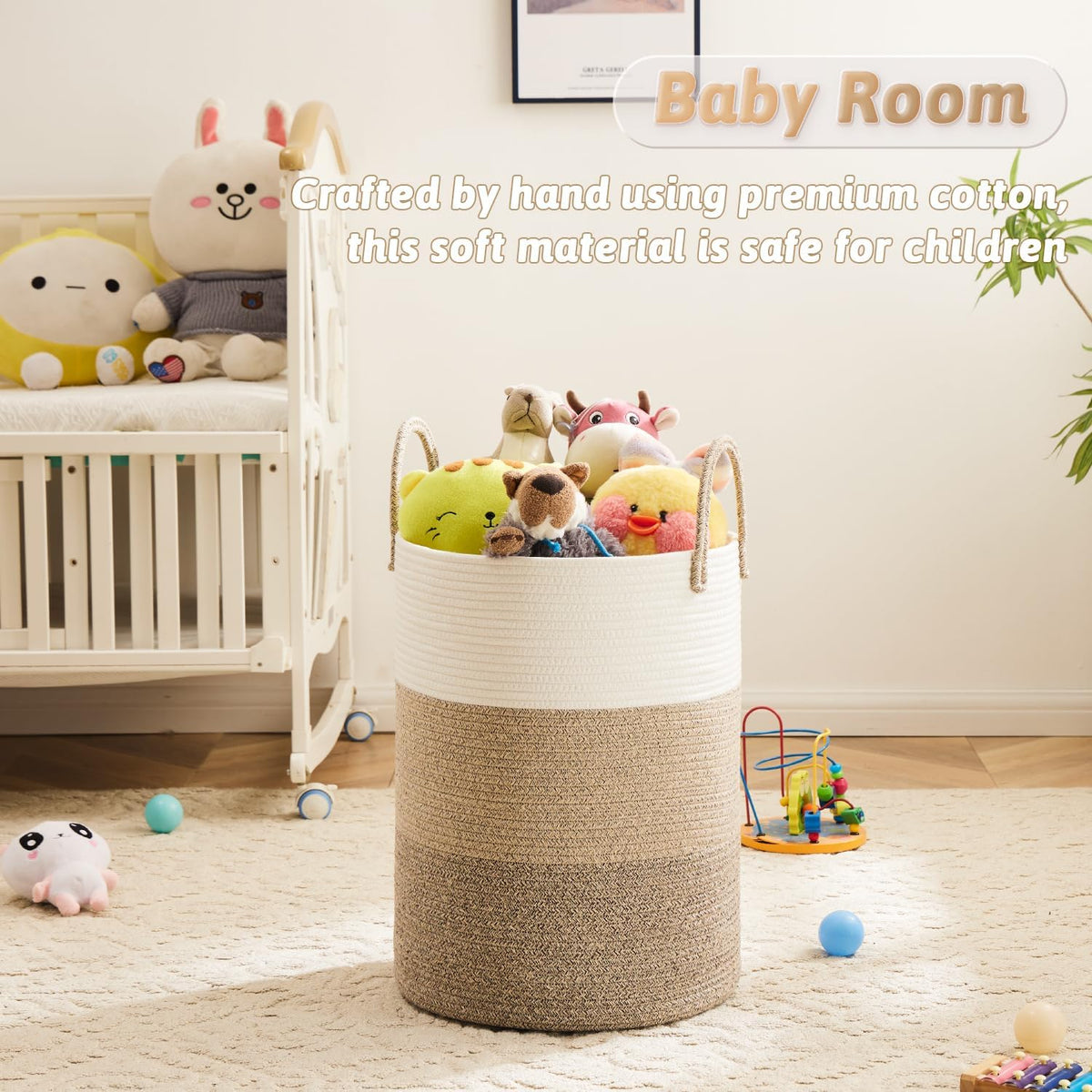 Laundry Basket,Woven Cotton Rope Laundry Hamper,80L for Decorative Storage of Dirty Clothes,Toys