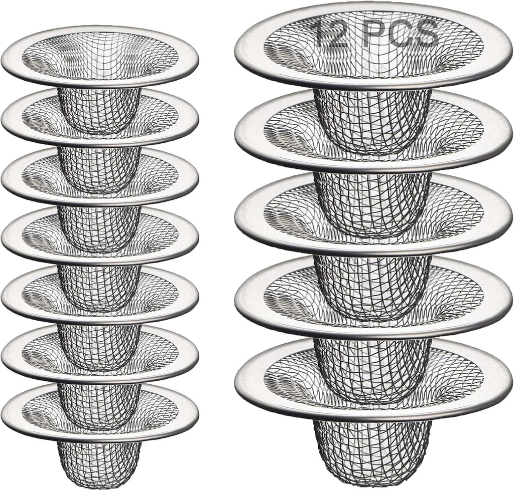12PCS Stainless Steel Slop Basket Filter Trap, 2.75" & 4.41" Mesh Sink Drain Strainer Screen