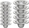 12PCS Stainless Steel Slop Basket Filter Trap, 2.75" & 4.41" Mesh Sink Drain Strainer Screen