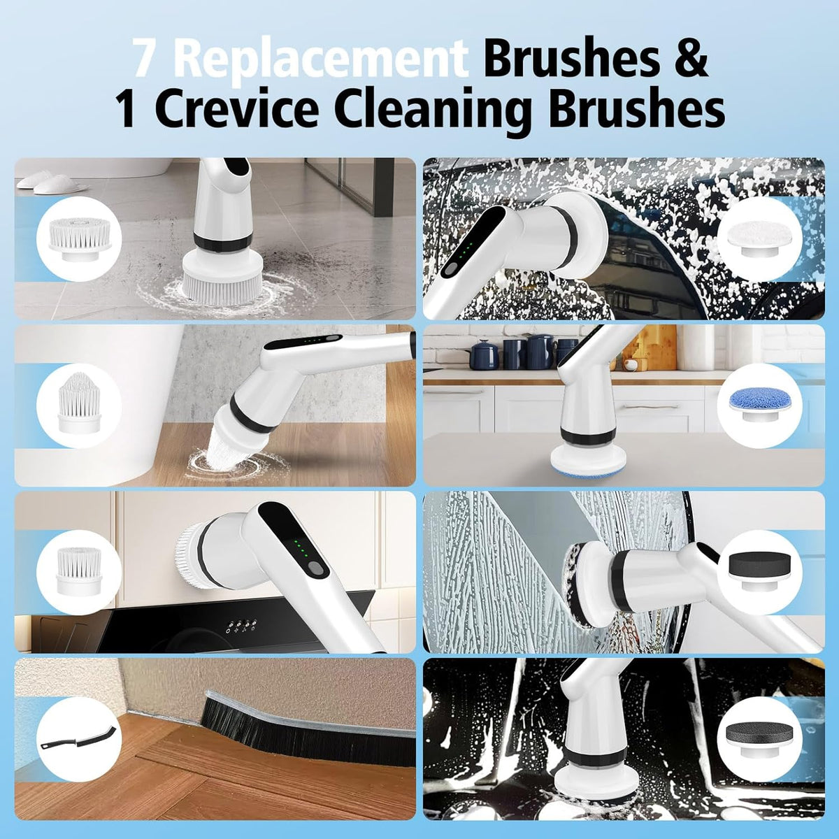 WKY-Electric Spin Scrubber - Upgraded 12-in-1 IPX7 Waterproof Shower Cleaner Brush, Retractable