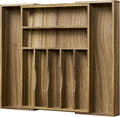 Acacia Wood Kitchen Silverware Drawer Organizer, Expandable Utensil Cutlery Drawer Organizer with