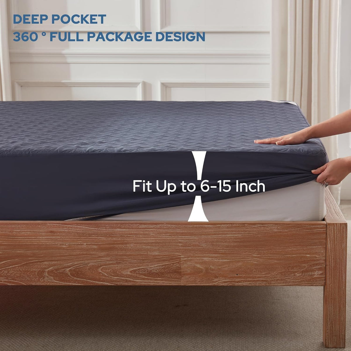 BEDLORE Waterproof Mattress Protector, Twin Size Noiseless Mattress Pad with Deep Pocket 6"-15"