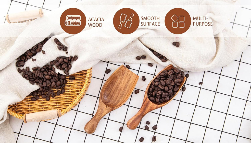 Wooden Coffee Scoop, 6.3 Inch Large Ground Coffee Scoop, Acacia Wood Wooden Scoop Coffee Spoons for