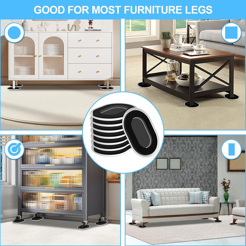 Upgrade Furniture Sliders, Furniture Sliders for Carpets, Oval Moving Pads with 8 PCS 5.8 * 4.3"