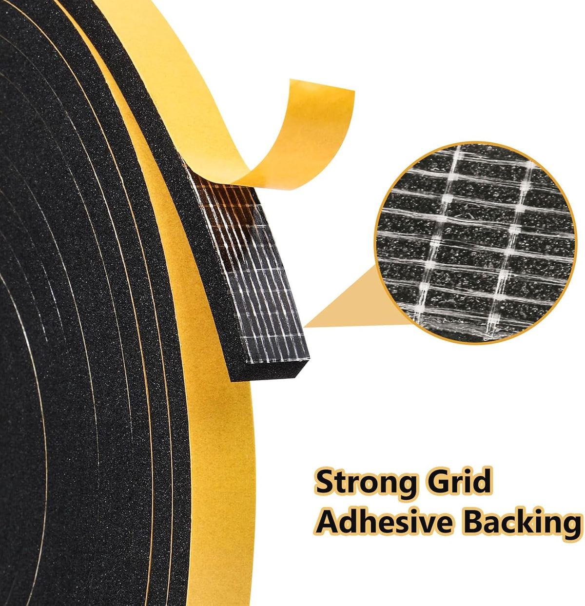 Black Weather Stripping Door Seal Strip (3/5 Inch X 1/8 Inch X 26Feet), Strong Adhesive