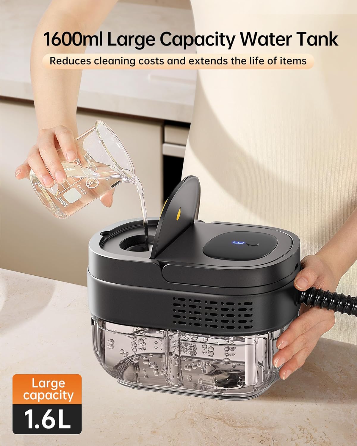 Handheld Steam Cleaner,2500W Steamer for Cleaning 1.69 Quarts Large Capacity Tank,Temperature