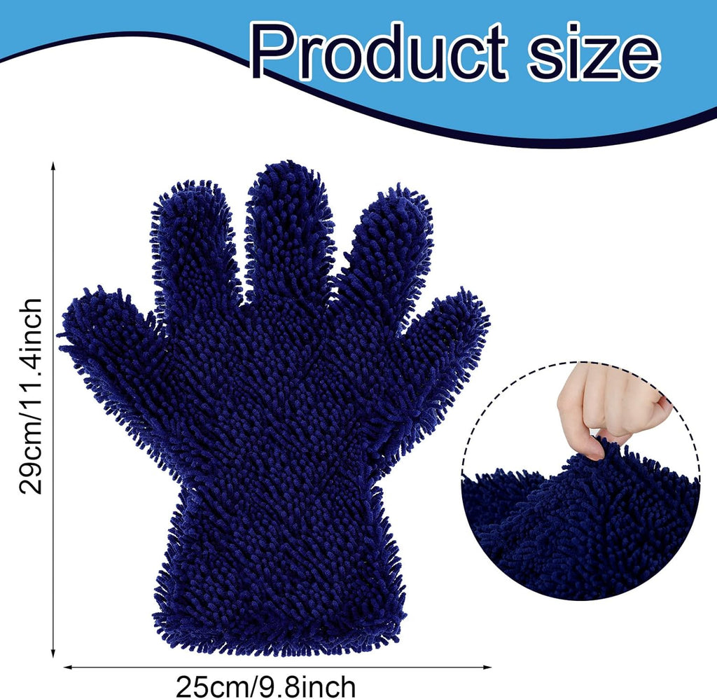 Ferraycle 2 Packs Car Wash Mitt 5 Finger Microfiber Wash Mitts Auto Car Dusting Gloves Double Sided