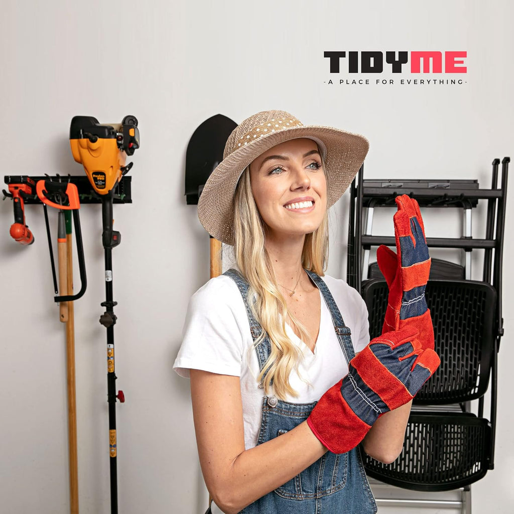 Garage Wall Organizer | 64" Heavy-Duty Tool Storage Rack | Adjustable Double-Layer Hooks | 400 lbs