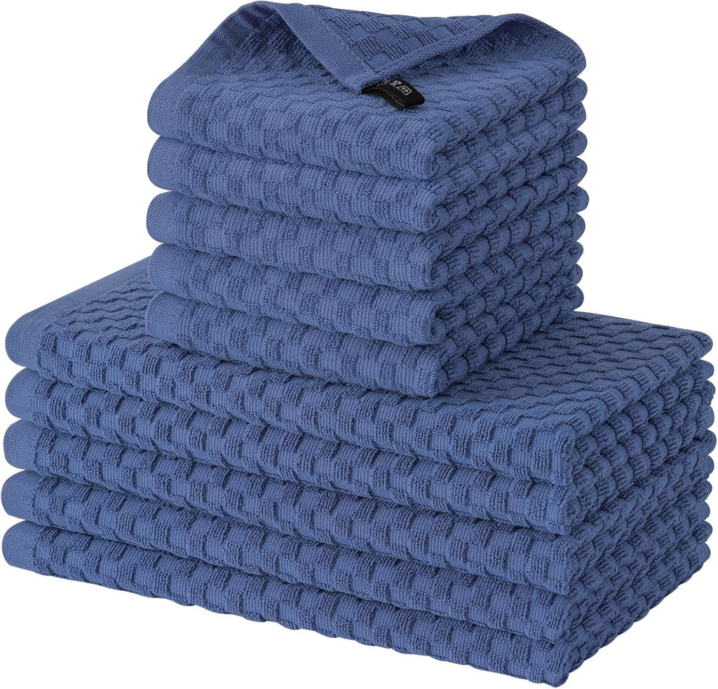Fintale 100% Cotton Kitchen Towels and Dishcloths Set, 12 x 12 & 15 x 25 Inches, Set of 10 Bulk