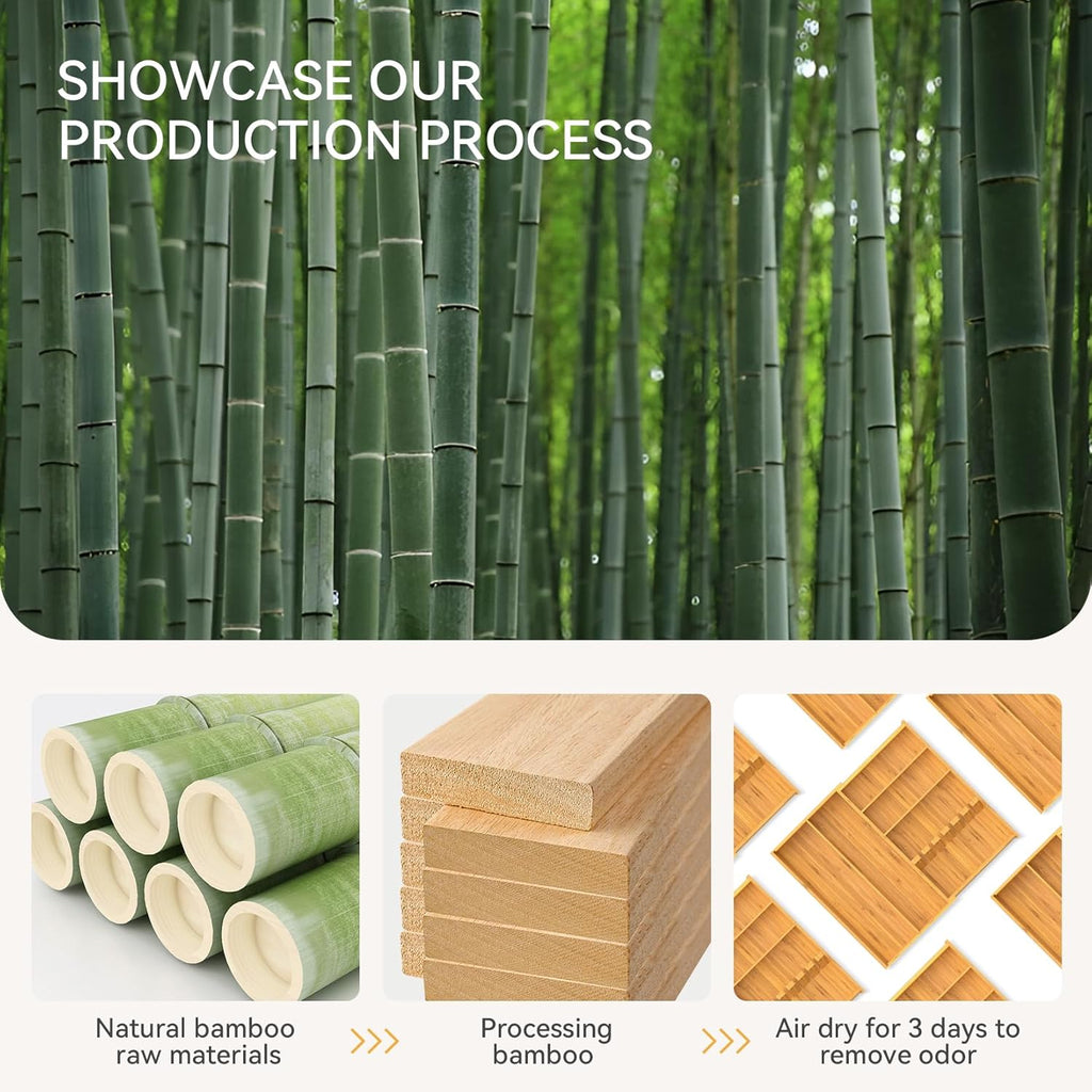 Yofidra Pure Bamboo Silverware Drawer Organizer: 16.9x18.9 Expandable Large Silverware Utensil Tray