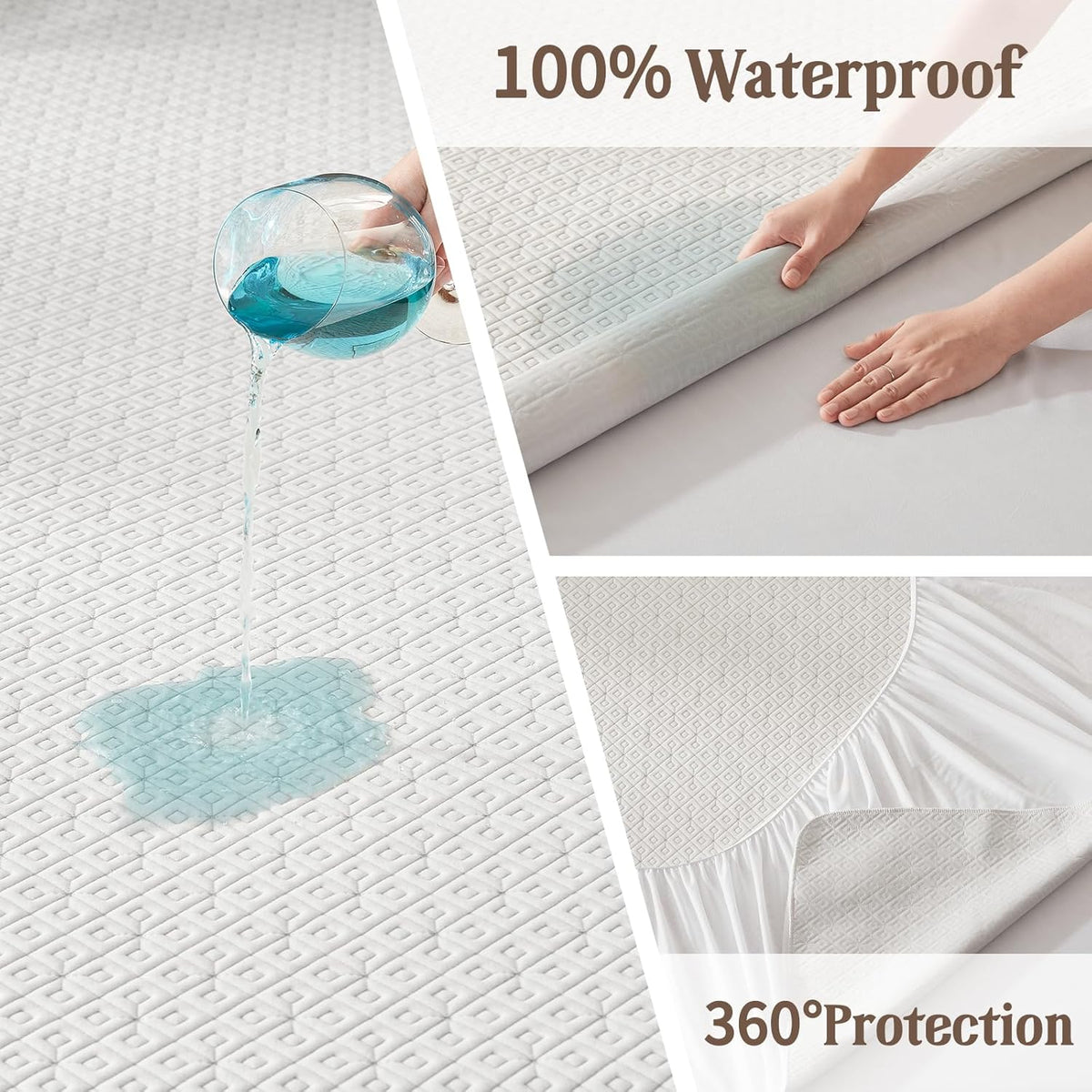 BEDLORE Waterproof Twin XL Mattress Protector, Noiseless Mattress Cover with Stretchable Pockets