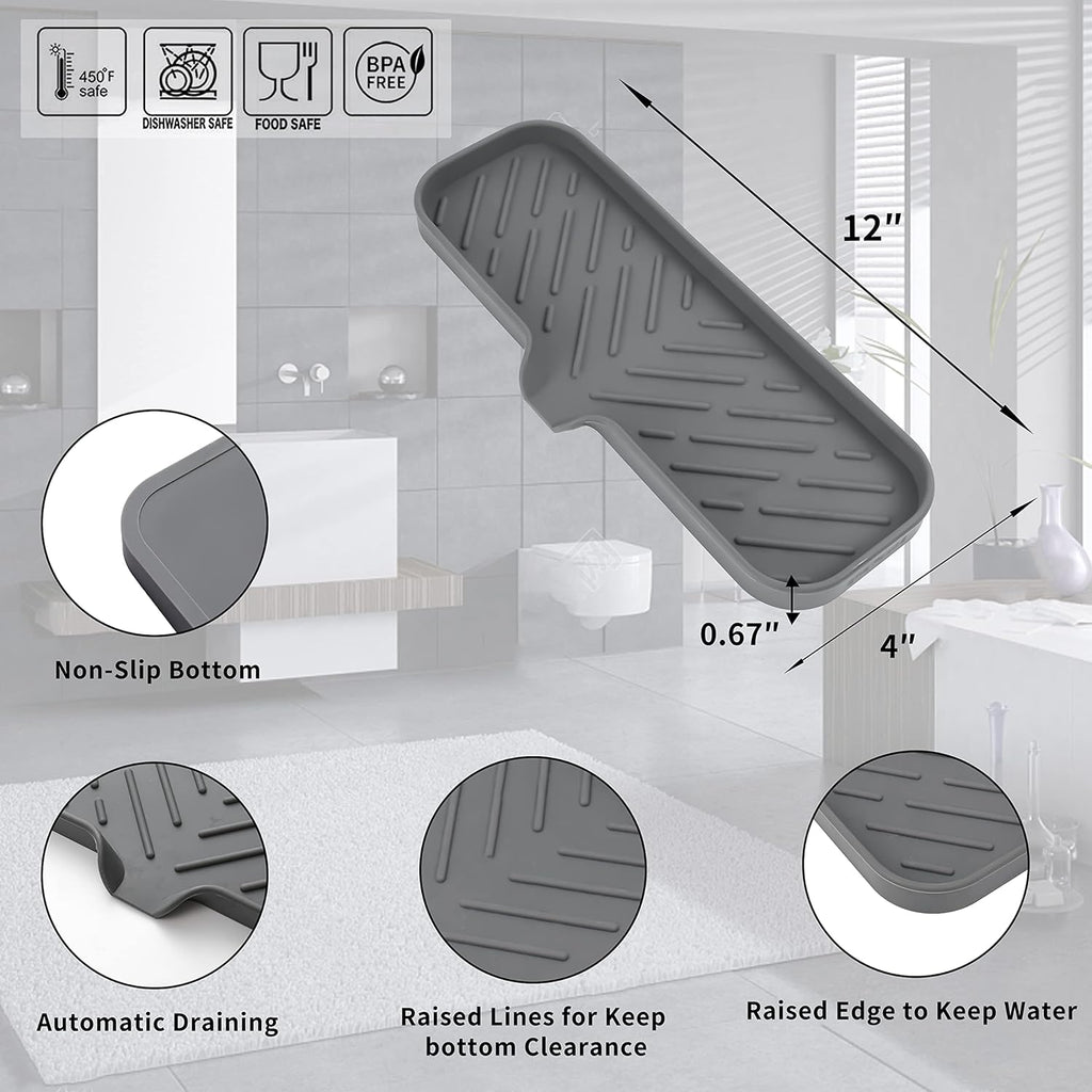 Silicone Bathroom Soap Dishes with Drain Spout-Bathroom and Kitchen Sink Organizer,Sponge